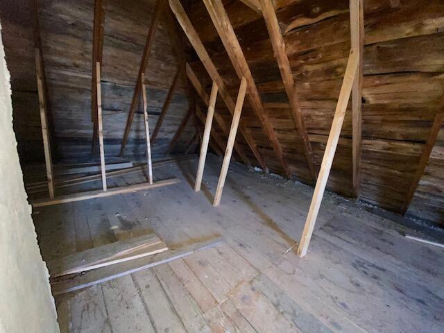 view of unfinished attic