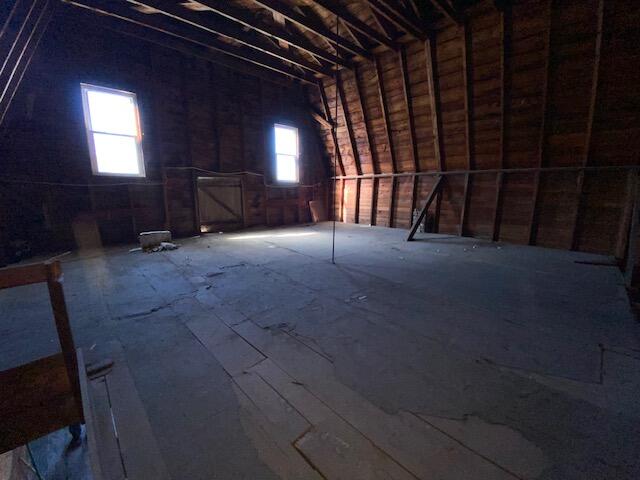 unfinished attic with a wealth of natural light