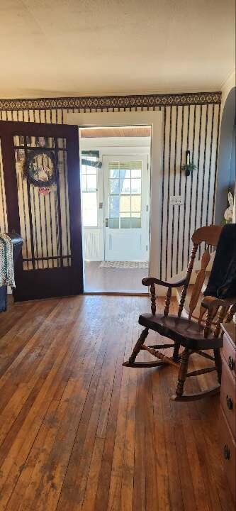 sitting room featuring dark hardwood / wood-style flooring