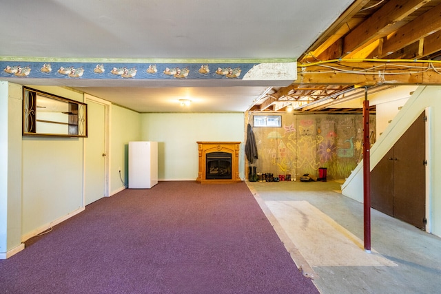 basement featuring carpet floors