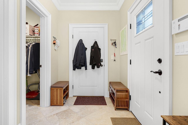 interior space featuring crown molding