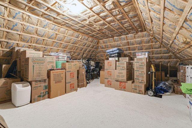 view of unfinished attic