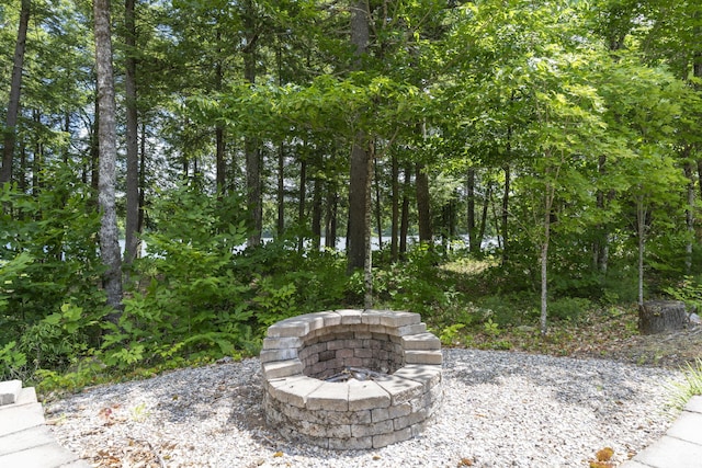 view of patio / terrace with a fire pit