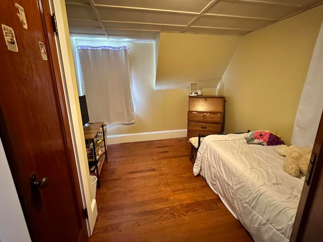 bedroom featuring dark hardwood / wood-style flooring