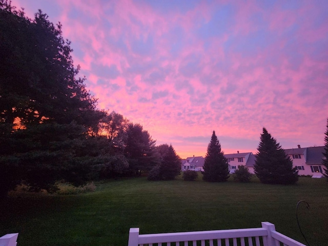 view of yard at dusk