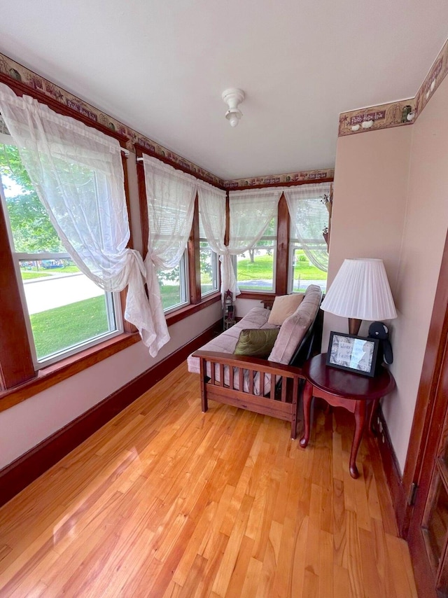 interior space with light hardwood / wood-style flooring