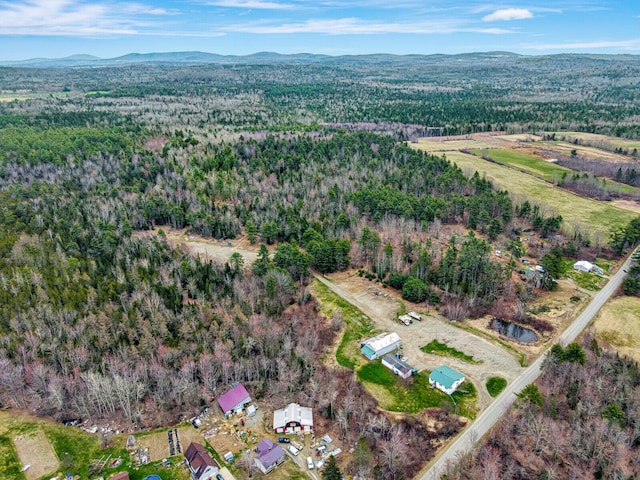 drone / aerial view featuring a mountain view