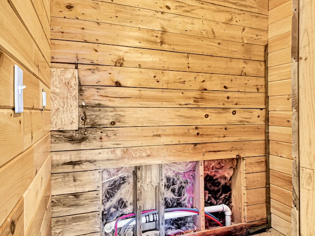 view of sauna / steam room with wood walls