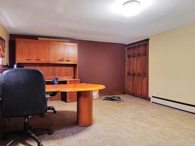 view of carpeted home office