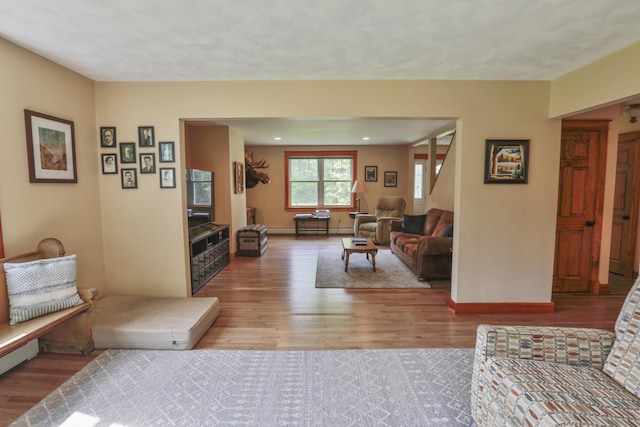 living room featuring light wood-type flooring