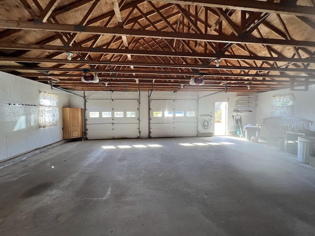 garage with a garage door opener