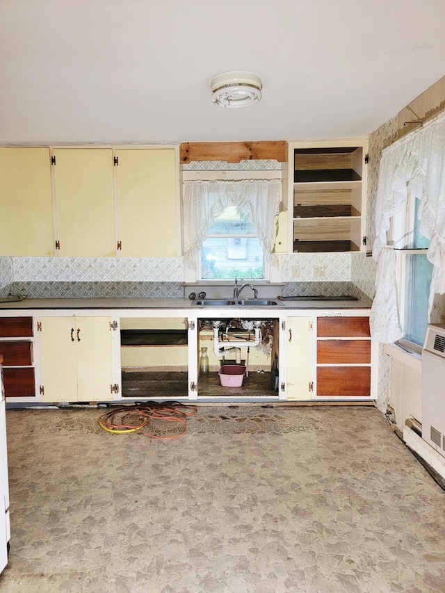 17 Otter Creek Dr, Mount Desert, ME 04660 - kitchen featuring cream cabinetry, tasteful backsplash, and open shelves
