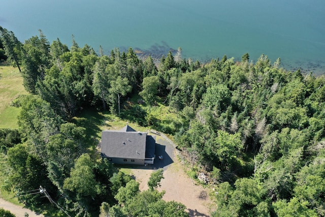 aerial view with a wooded view