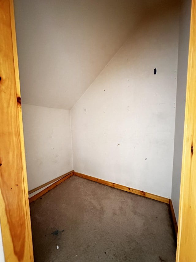 bonus room with carpet floors and vaulted ceiling