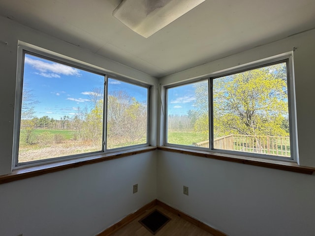 empty room with a wealth of natural light and wood-type flooring