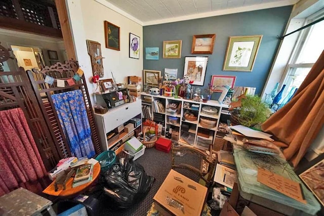 242 Crescent Park Rd, New Limerick, ME 04761 - miscellaneous room with ornamental molding