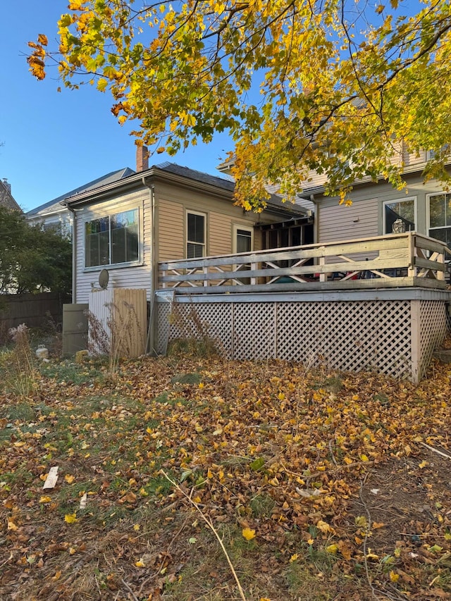 exterior space featuring a wooden deck