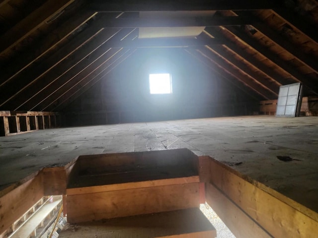 view of unfinished attic