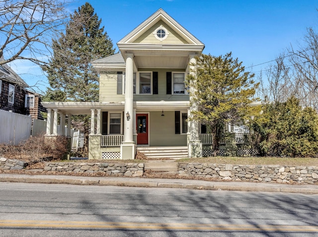 greek revival house with a porch