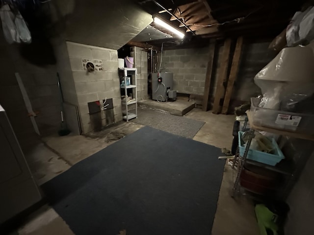 basement with electric water heater