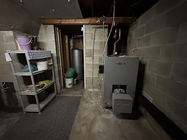 utility room with gas water heater