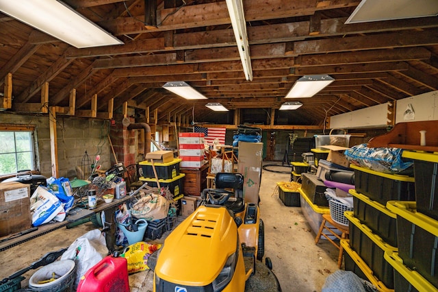 view of unfinished attic