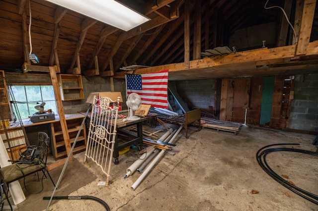 interior space featuring lofted ceiling