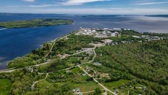 14 Porter St, Searsport, ME 04974 - aerial view of property and surrounding area featuring a large body of water and a heavily wooded area