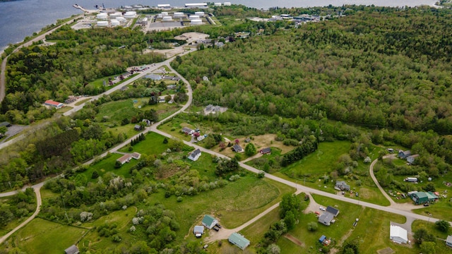 14 Porter St, Searsport, ME 04974 - aerial overview of property's location featuring a forest and a large body of water