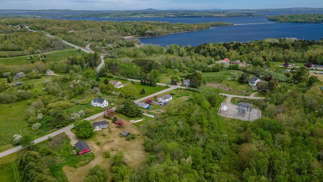 14 Porter St, Searsport, ME 04974 - aerial view of property's location with a large body of water and a forest