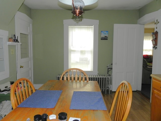 dining room with dark hardwood / wood-style floors, ceiling fan, and a wealth of natural light