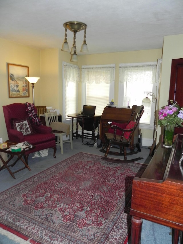 living room with carpet flooring