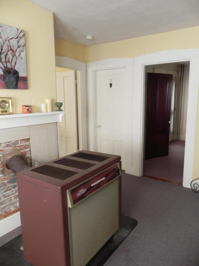 kitchen with dark carpet