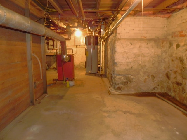 basement featuring water heater