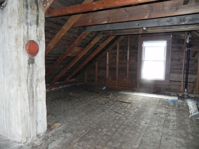 view of unfinished attic