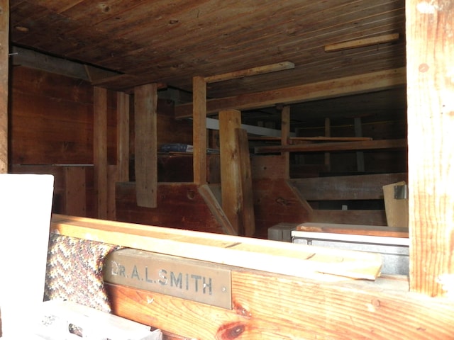 interior space with wood ceiling