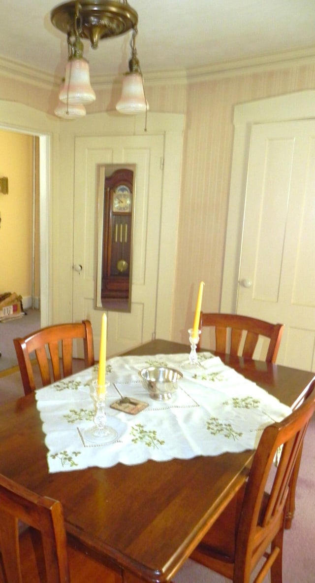 dining room with carpet floors