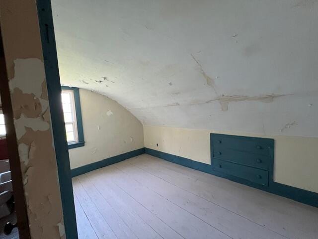 additional living space with vaulted ceiling and hardwood / wood-style flooring