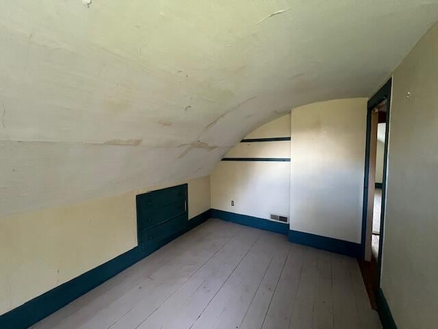 additional living space featuring wood-type flooring and lofted ceiling