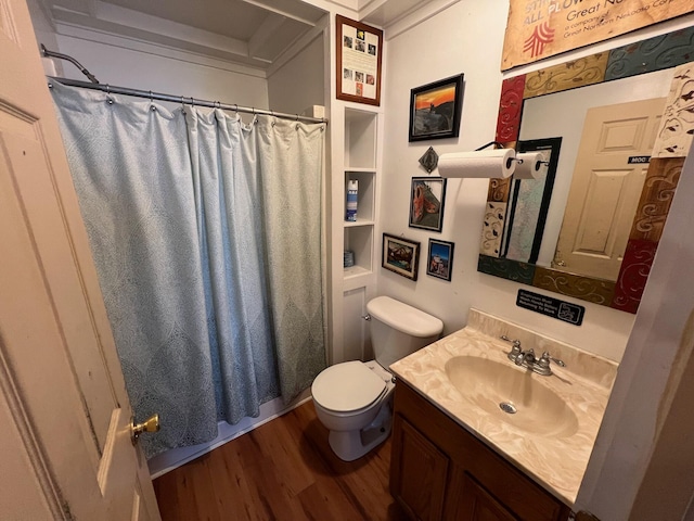 9 Tenney Hill Rd, Monson, ME 04464 - bathroom featuring hardwood / wood-style floors, toilet, and vanity