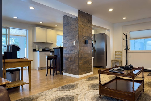 living room featuring light wood-type flooring