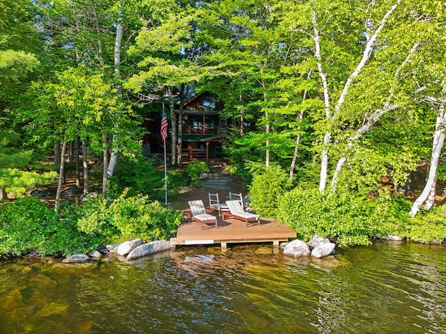 view of dock featuring a water view