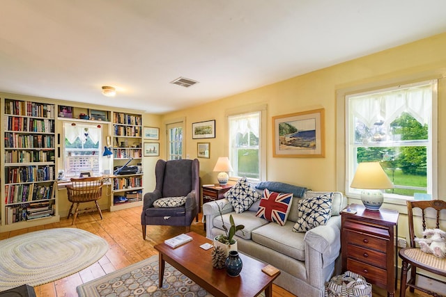 living room with light wood-type flooring