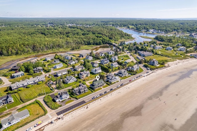 93 Beach Ave, Kennebunk, ME 04043 - aerial view of property and surrounding area featuring a forest and a nearby body of water