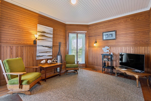 living area with wood-type flooring