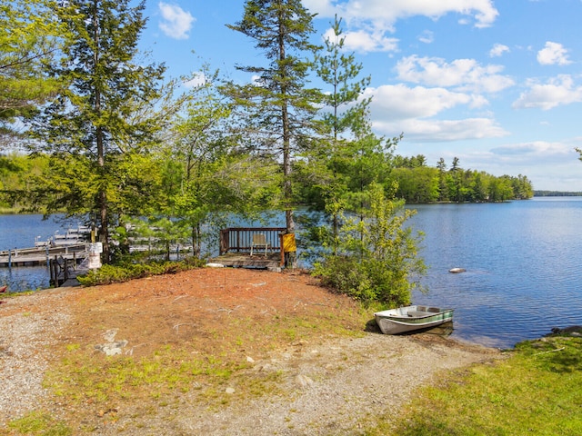 view of dock featuring a water view