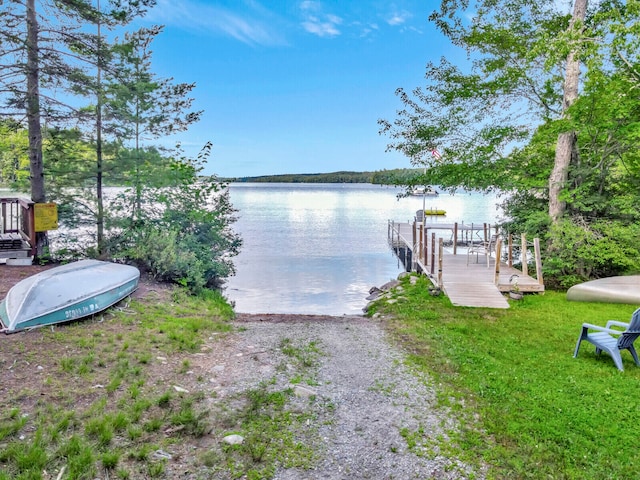 view of dock featuring a water view