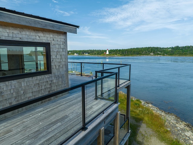 view of dock featuring a water view