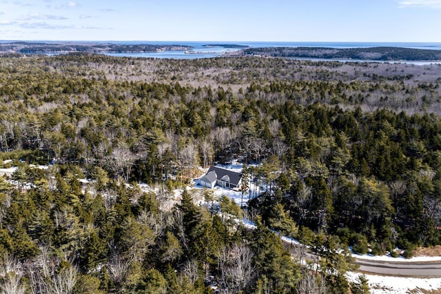 birds eye view of property with a forest view