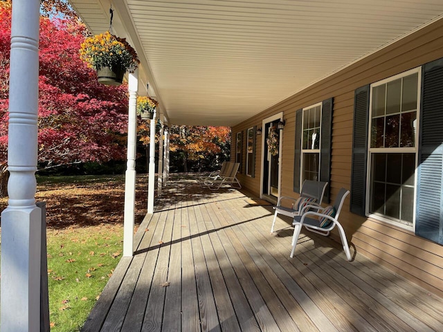 wooden deck with a porch